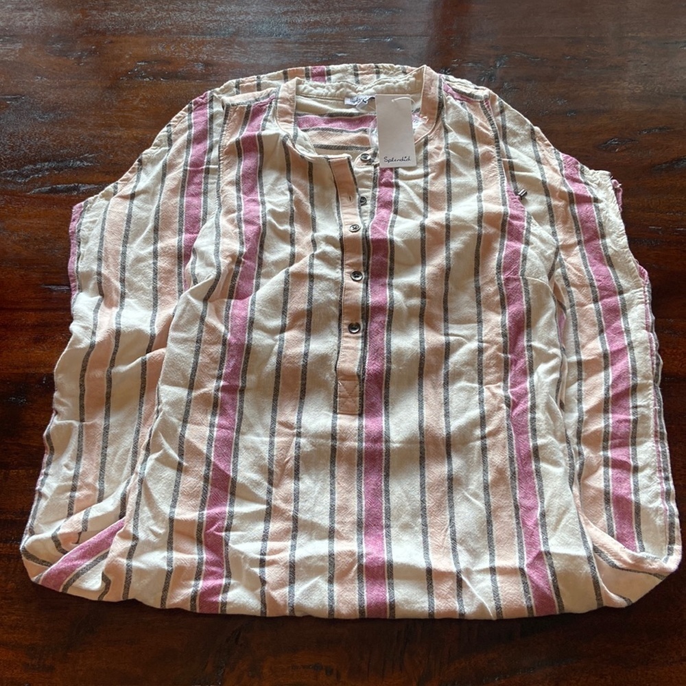 Women’s Splendid NWT Sleeveless Cream Dress w/ Pink/black/peach Stripes Size M - Picture 1 of 4